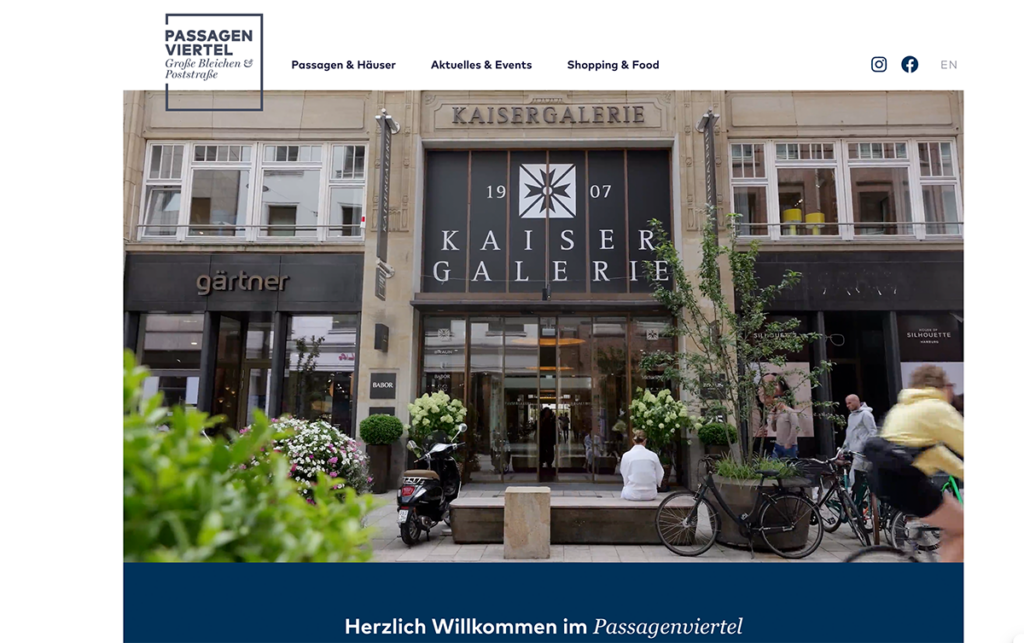 Seite Passagen & Häuser der Website des Passagenviertels Hamburg